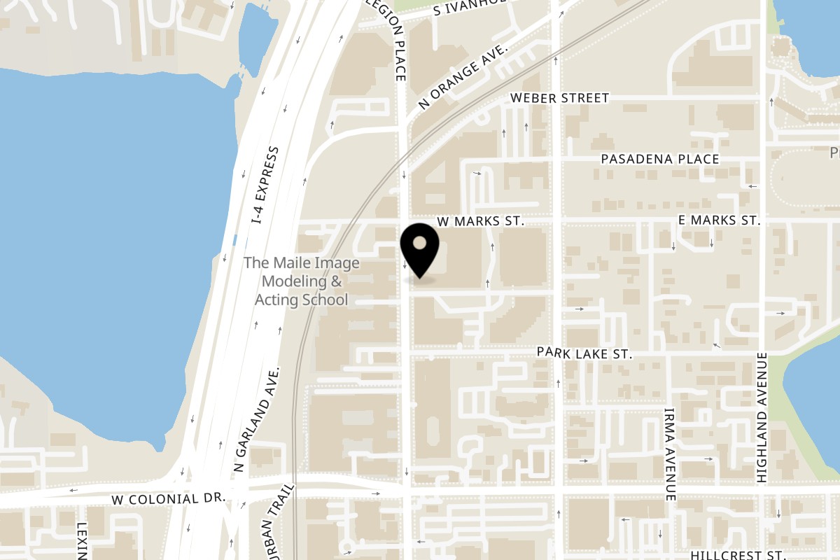 Map showing the location of Talay on 861 N Orange Ave in Orlando
